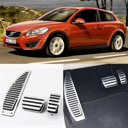 3pcs Aluminium Non Slip Foot Rest Fuel Gas Brake Pedal Cover For Volvo C30 AT 2008-2016