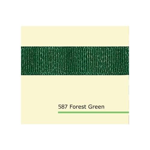 7/8" inch (22mm) silver metallic Forest Green grosgrain ribbon
