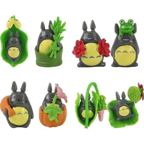 8pcs/set Cute My Neighbor Totoro PVC Figures Totoro With Leaf Model Dolls Gifts