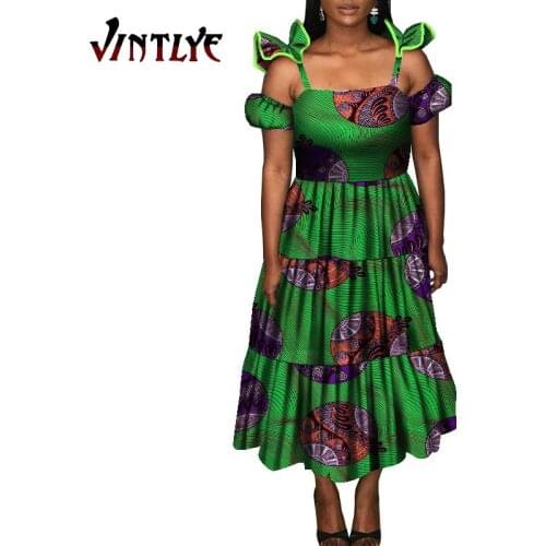African Dresses for Women Elegant Traditional Party Dress Dashiki Bazin Riche Floral Printed Lady Attire Maxi Plus Size WY9087