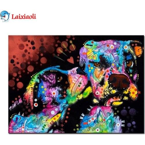 DIY Diamond Painting Abstract animal art, colorful dog Full Square Diamond Embroidery sale Cross Stitch Mosaic Handmade Gift