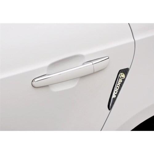 Car Carbon Fiber Anti-collision Side Door Protective Sticker for Skoda Rapid Kodiaq Octivia Karoq Citigo Auto Badge Decoration