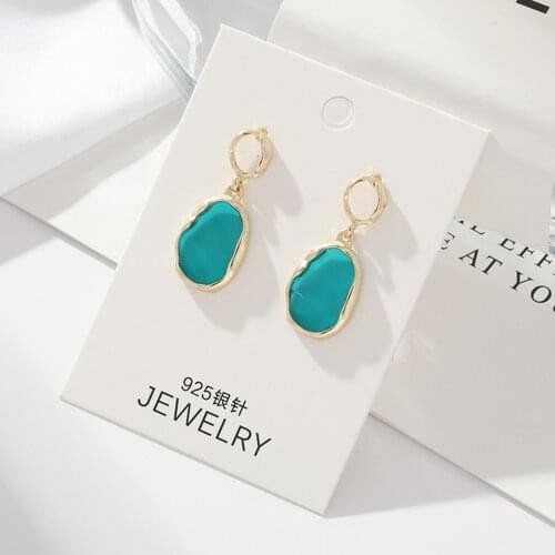 Turquoise Earrings Gold Birthday Gift Her December Birthstone Jewelry Boho Gemstone Hoop Gift Mom Wife Unique Sterling Silver