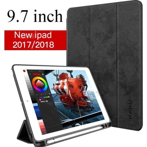 Case For New iPad 9.7 inch 2018 2017 With Apple Pencil Holder Leather TPU Silicone Smart Cover For iPad A1893 A1954 A1822 A1823