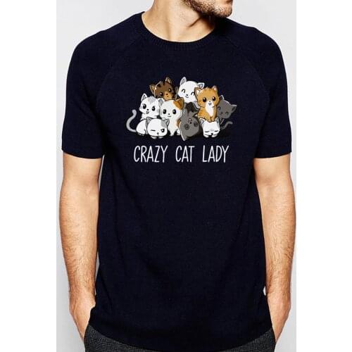 Crazy Cat Lady Men T Shirts 2020 New Arrival Cute Cats Mens T-Shirt Summer Tops Cotton Tshirt Animal Fashion Streetwear