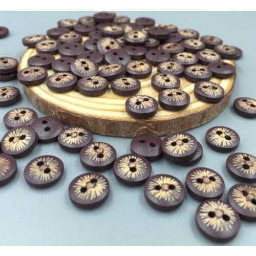 DIY 200pcs mini Deep Brown Round 2-Holes Wooden Buttons Sewing Scrapbooking 10mm