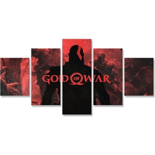 God of War Kratos Game Canvas Painting 5 Pieces Wall Decoration Canvas Painting Picture for Livingroom Home Decor