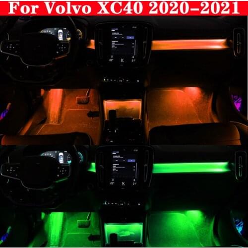 For Volvo XC40 2020-2021 Screen Control Decorative Ambient Light LED Atmosphere Lamp illuminated 64 Colors Update Set Strip