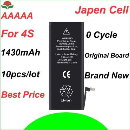 ISUN 10pcs/lot original quality 0 cycle mobile battery for iPhone 4S 1430mAh 3.7V battery replacement