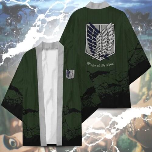 Attack On Titan Eren Jaeger Scout Regiment Levi Ackerman Cosplay Costumes Cloak Kimono Haori Cardigan Kid Adult Bathrobe Pajamas
