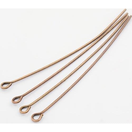 Brass Eye Pin Mixed Color For DIY Jewelry Making 50x0.7mm, Hole: 2mm; about 5000pcs/1000g