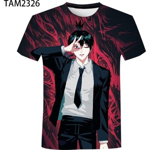 2021 summer mens short sleeve T-shirt Japanese anime 3D chainsaw man girls popular high quality soft classic home top