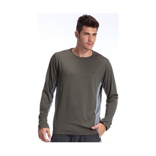 T shirts men quick drying long sleeve round collar dry fit camping &hiking t-shirts Free Shipping