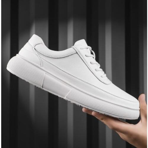 Mens Casual Shoes Leather Handmade Loafers Brand Men Shoes Flat Men White Sneakers