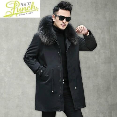 Winter Coat Men Wool Raccoon Collar Real Fur Parka for Mens Clothing 2021 Casaco V18-2611 YY948