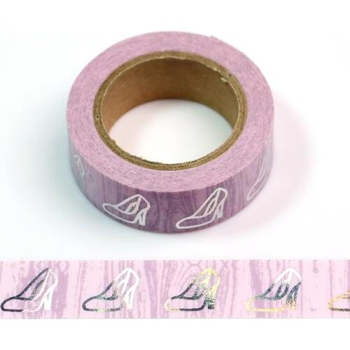 NEW 1PC high heel Silver Foil Washi Tape Japanese Kawaii DIY Scrapbooking Tools Masking Tape 15mm*10m