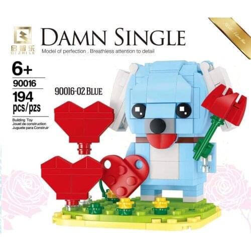 New Product Pink Blue Damn Single Puppy Cute Cartoon Dog Brickheadz Building Block Toys for Children Gifts