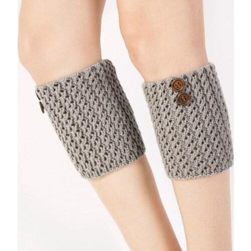 New Knitted Sweater Thermal Leggings Short Sleeves Hollow Twill Buttons Widened Leg Warmers Cover