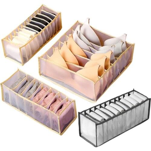 Underwear Bra Organizer Storage Box Mesh Underwear Drawer Folding Closet Organizers Boxes Wardrobe Divider For Ties Socks Scarfs