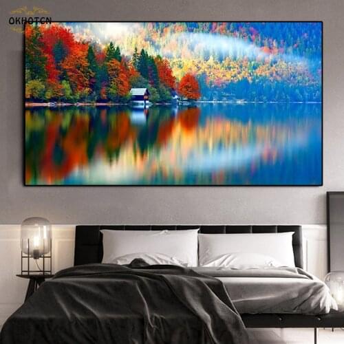 Natural Scenery Posters And Prints Fall Colors Landscape Canvas Painting Beautiful Wall Art Pictures For Living Room Decoration