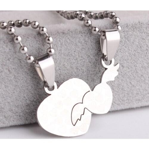 Full Print hearts wings lovers 316L Stainless Steel pendant necklaces for men women wholesale