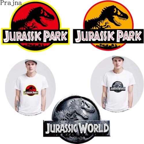 Prajna Jurassic Park Patch Vinyl PVC Badge Heat Transfer Iron On Transfers For Shirt Clothing Thermal Transfers Shirt Washable