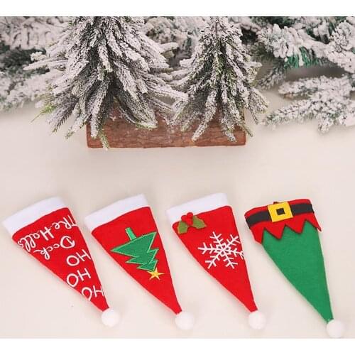 Christmas Ornament Home Table Decor Cutlery Pocket Fork&Knife Tableware Pouch Portable Hotel Tableware Christmas Decoration