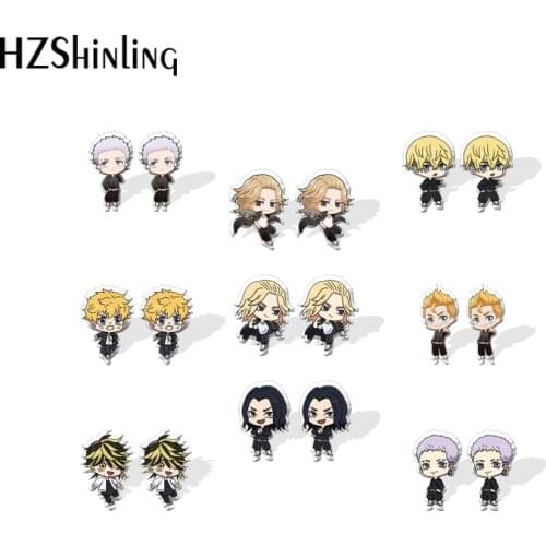 2021 New Anime Tokyo Revengers Stud Earring Cute Acrylic Resin Earrings Epoxy Handmade Jewelry Gifts Girl