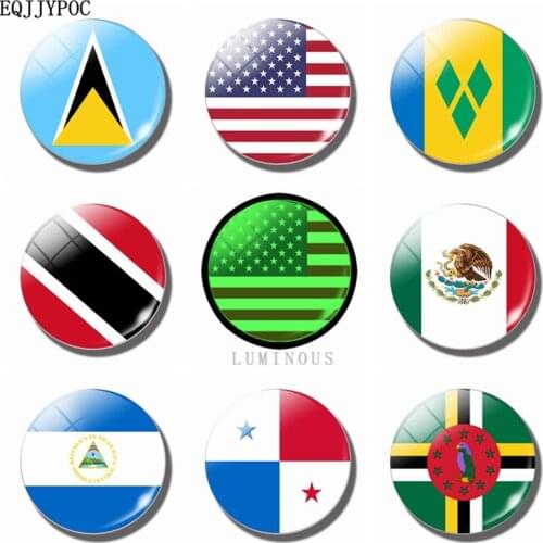 North American Flag 30MM Refrigerator Magnet Luminous Fridge decor Glass Saint Lucia Mexico Nicaragua Panama Dominique Souvenir