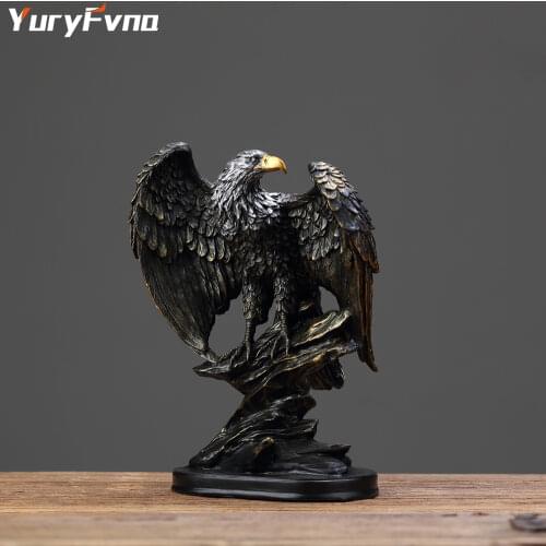YuryFvna Resin Eagle Statue Feng Shui Fortune Animal Figurines Office Gift Decoration Wild Home Room Decor