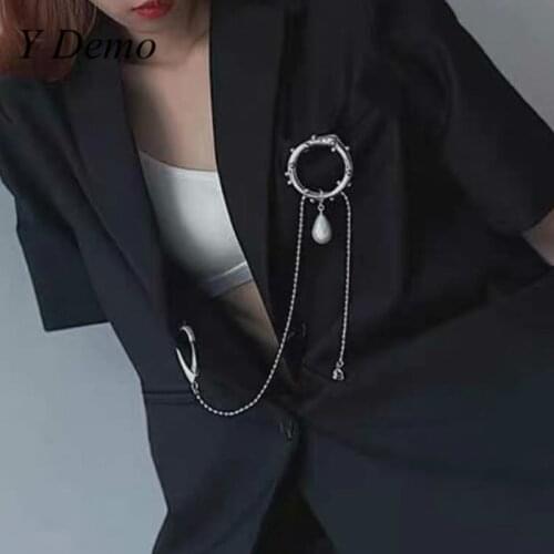 Y Demo Casual Elegant Women Brooch Circles Chains Long Brooches For Female 2020 Autumn Sweater Accessory