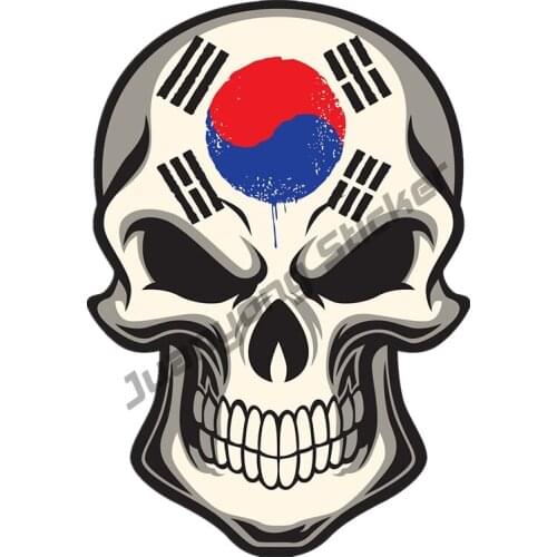 Funny Car Stickers Skull South Korea Flag Skull for Bumper Trunk Exterior Laptop Windshield Cover scratches Fine Decal PVCx13cm