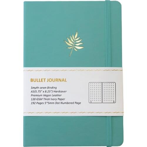 Factory Directly Fancy A5 Thick Paper Leaf And Flower Mint Numbered Page Bullet Notepad