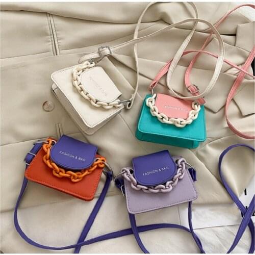 Female Crossbody Bag Ins Fashion Hit Color Chain Portable Bag Summer Patchwork Mini Messenger Bags For Women Сумка Женская Сумки