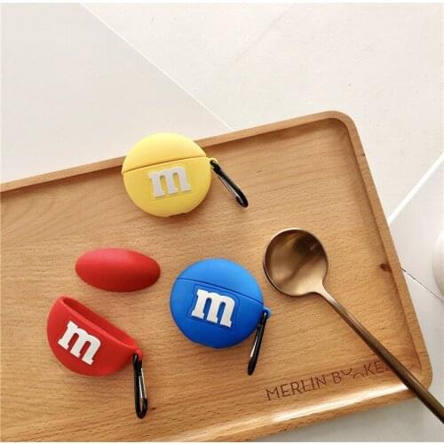 Hot Sale Cartoon Chocolate Beans Design Earphone Cases with Keychain for Airpods Pro Funny Cute Style Covers for Airpods 1/2