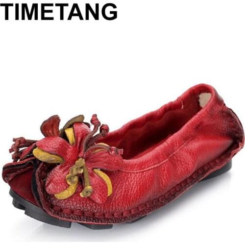 TIMETANG Spring And Autumn 2021 Fashion Loafers Women Personality Handmade Shoes Woman Genuine Leather Soft Casual Flat Shoes