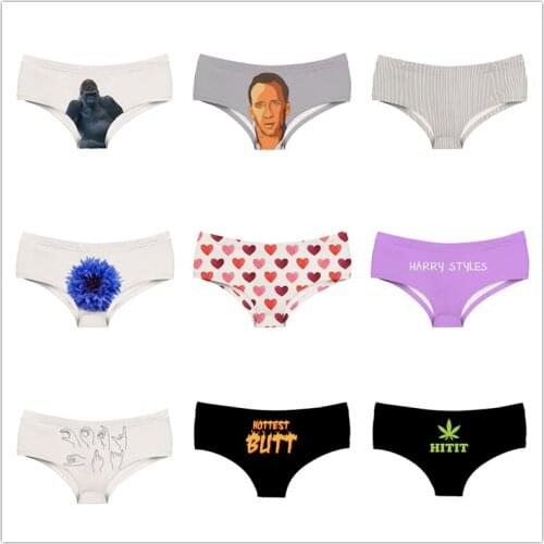 3D Gorilla Pattern Letter Words Women Underwear Flowers Horrify Clown Hand Eye Lady Briefs Leaves Print Woman Panties