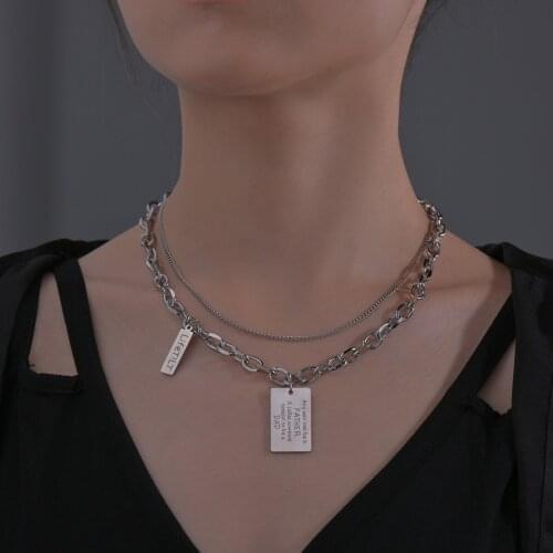 YWSHK Cute Simple Chain Link Necklace Pendant Women Silver Color Fashion Goth Jewelry Party Punk Maxi Collier Long Necklace Gift