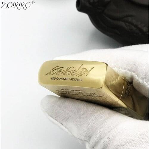 Zorro Kerosene Lighter Windproof Pure Copper Carving Lucy Soldier Gasoline Oil Lighter Men Gift Smoking Tool