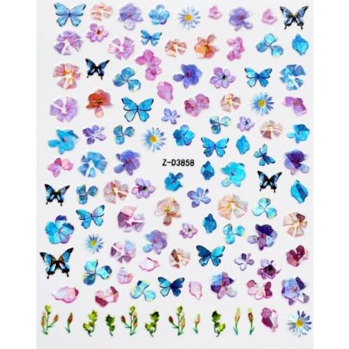 10PC Red Pink Blue Blue Colorful Transfer Adhesive Butterfly Nail Sticker Nail Art Decoration Accessories Sticker