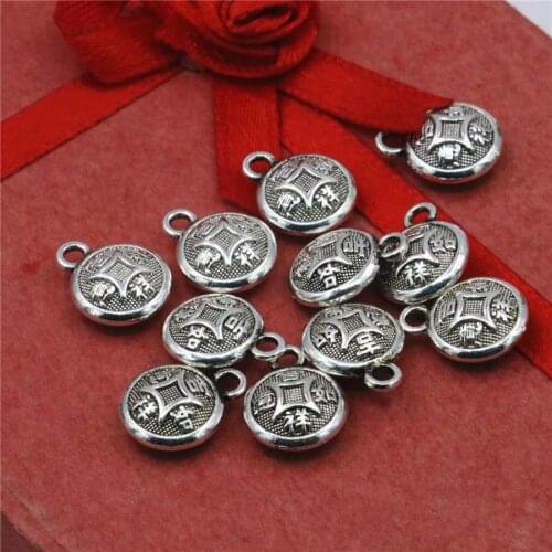 10PCS Ancient China Lucky Copper Cash Pandent DIY Loose Finding Retro Beads Women Girl Accessories Crafts Fashion Jewelry Making