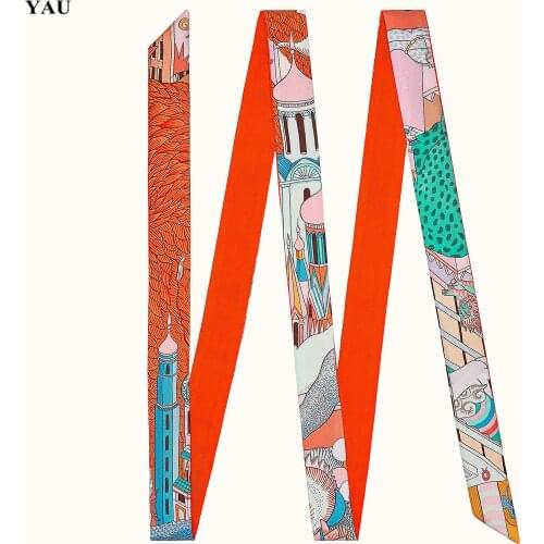 200cm New Brand Long Women Scarf Fashion Female Belt Skinny Head Scarves For Ladies Silk Scarf Tie Bag Ribbons