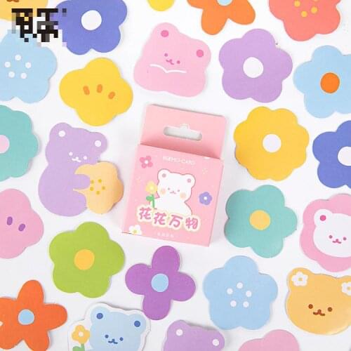 46sheets/set Sticker Set Bear Flower Series Diy Cute Stickers Ins Style Scrapbooking School Suppliers Stationery Art Supplies