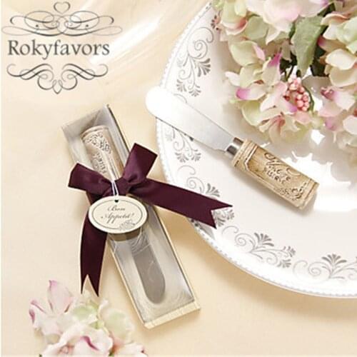 50PCS "Vintage Reserve" Stainless-Steel Butter Spreader with Wine Cork Handle Wedding Favors Bridal Shower Party Gift