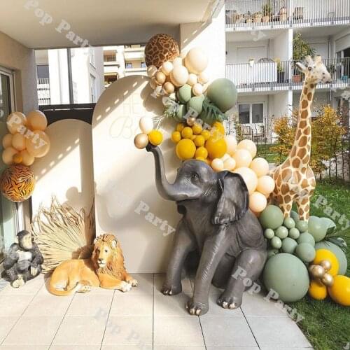 98pcs Balloons Arch Leopard Foil Jungle Green Latex Balloon Garland Lemon Peach Wild One 1st Birthday Party Decor Supplies