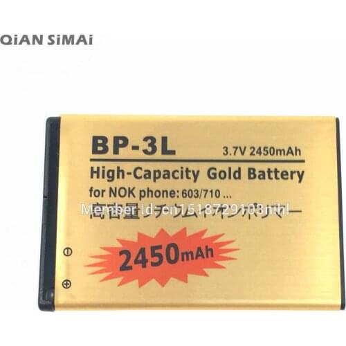 New 2450mAh BP-3L Golden Replacement Rechargable Battery For Nokia 603 701 ASHA 303 Lumia 710 610 505 510 610C 3030 900