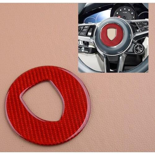 Car Auto Steering Wheel Center Logo Decor Trim Cover Frame Fit For Porsche Macan 2014 2015 2016 2017 2018 2019 2020 Red