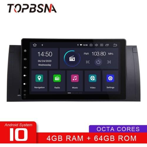 TOPBSNA Android 10 Car Multimedia Player for BMW E39 E53 M5 E38 WIFI GPS Navigation 1 Din Car Radio Stereo RDS Automotive Video