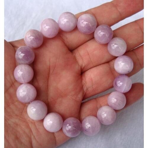 Free Shipping Natural Kunzite 12.5mm Round Beads Stretch Bracelet Women Man Jewelry Accessories Weddings Parties Birthday Gift