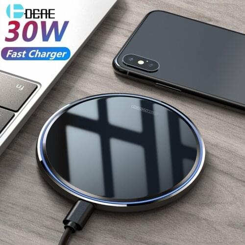 DCAE 30W Qi Wireless Charger For iPhone 12 11 Pro XS X XR 8 Induction Fast Charging Pad for Samsung S21 S20 S10 Xiaomi Mi 10 11